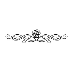 Elegant Floral Divider Ornament, Black on White, Wedding, Invitation