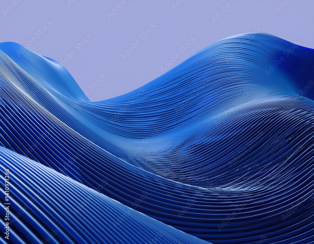 Poster minimal geometric background with blue wavy shape. 3d rendering illustration. generated image