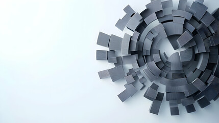 Abstract Geometric Shapes Composition On White Background