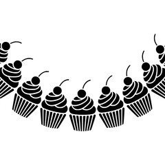 Black and White Cupcake Garland Design