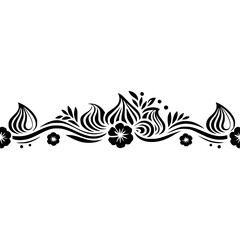 Elegant Black Floral Border Design on White Background
