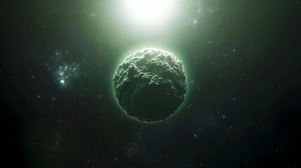 Obraz premium Pixelated Green Planet In Space