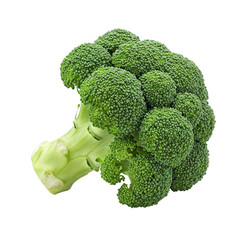 A vibrant head of broccoli, bursting with fresh green florets, a symbol of healthy eating and natural goodness against a clean white background.