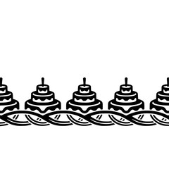 Black & White Cake Pattern Border Design, Decorative Element