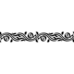 Fototapeta premium Elegant Black Floral Border on White, Decorative Design