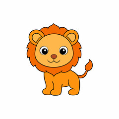 cartoon characters of baby Lion isolated on white background