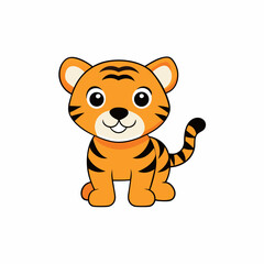 cartoon characters of baby tiger isolated on white background