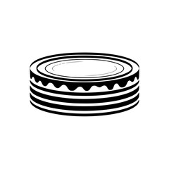 Minimalist Cake Icon - Black & White Vector Illustration for Design