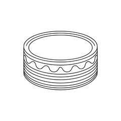 Outline Birthday Cake Illustration: Minimalist Design on White