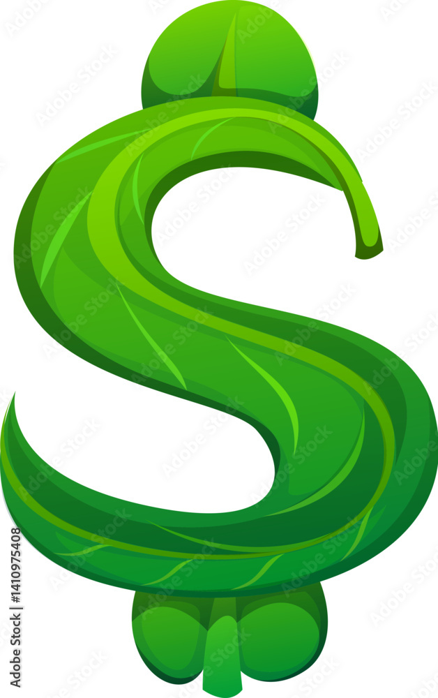 Fototapete tree green leaf font punctuation dollar currency sign. nature green leaf latin typeface element, pla