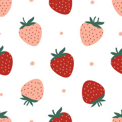 Seamless Pattern of Fresh Strawberries – Cute and Simple Fruit Vector Design