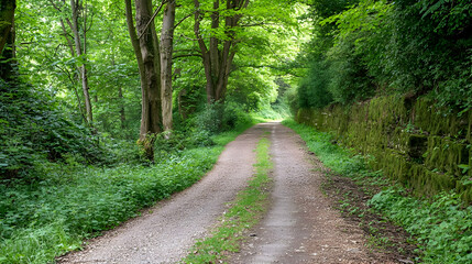 Fototapeta premium Scenic Forest Path Under Sunlight