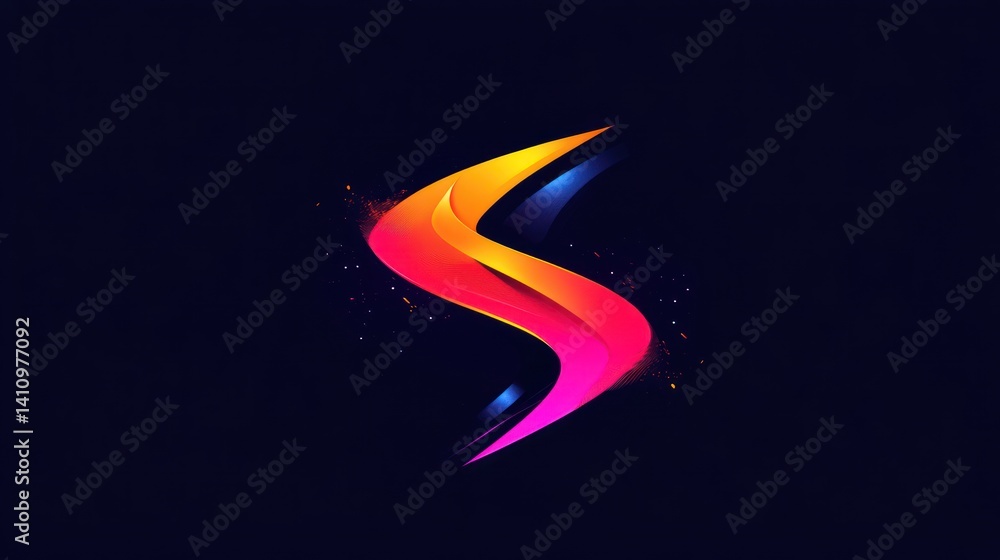 Poster dynamic spectral form illustration with glowing particles on dark backdrop