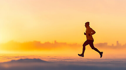 Silhouette Runner Sunrise Cityscape