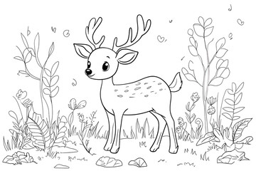Delicate deer pencil sketch