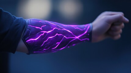 Arm with futuristic purple technology