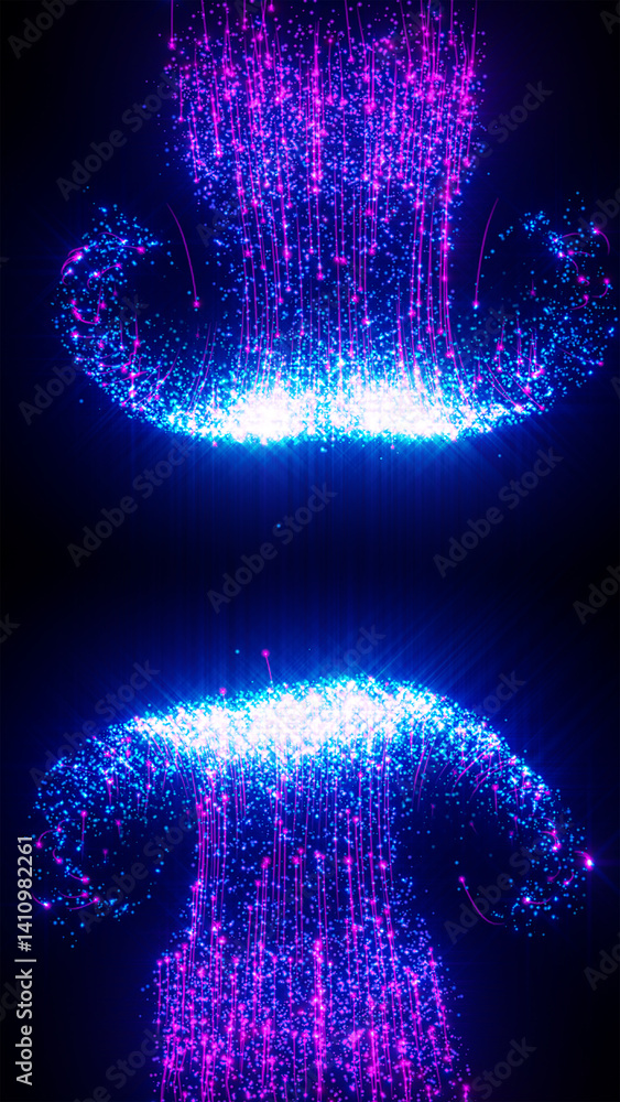 Poster dynamic fluid abstract design with vibrant blue and purple particles