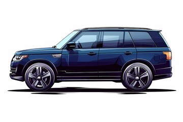 Obraz premium Modern Black SUV Illustration. Luxury Performance Design with Powerful Wheels and Sleek Urban Style for High-Performance Driving
