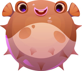 Cartoon underwater font puffer fish letter O. Aquatic nature animal English typeset element, sea life creature isolated vector latin font letter or ocean wildlife ABC alphabet symbol