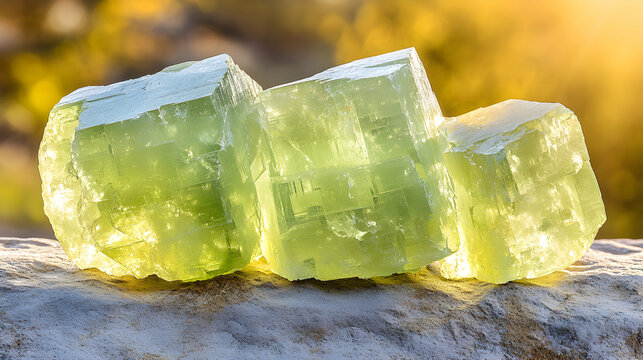 Close Up Fluorescent Yellow-Green Adamite Crystals