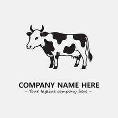 Cow illustration black and white for logo company vector image
