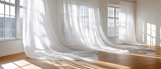 Obraz premium Studio Room with White Curtains