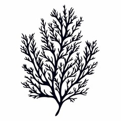 Obraz premium Black and White Coral Reef Silhouette Art - Underwater Marine Life Illustration & Sea Ecosystem Design