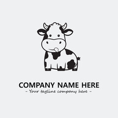 Cow illustration black and white for logo company vector image

