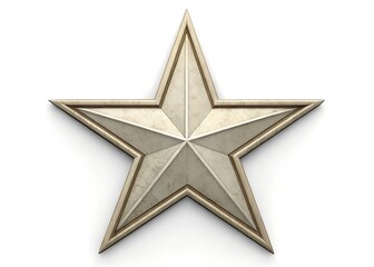 Obraz premium Silver Star Award: A gleaming five-pointed silver star, detailed with subtle texture and a golden border, sits against a clean background, symbolizing achievement, excellence, and leadership.