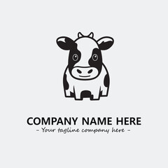 Cow illustration black and white for logo company vector image
