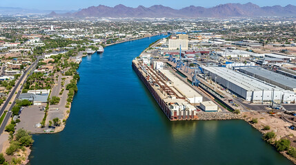 Fototapeta premium Aerial View Of Phoenix Canal And Industrial Port