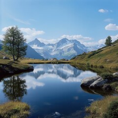 Fototapeta premium mountain reflection in lake