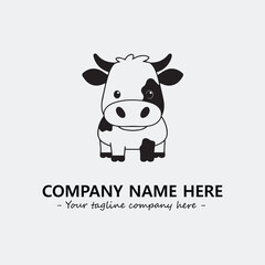 Cow illustration black and white for logo company vector image
