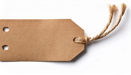 Paper tag with jute isolated on white