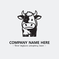 Cow illustration black and white for logo company vector image
