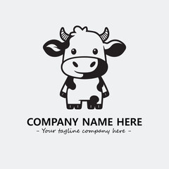 Cow illustration black and white for logo company vector image
