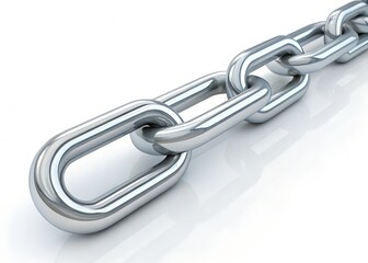 Obraz premium Metallic Linkage: A close-up shot of a sturdy, gleaming metallic chain, showcasing its interconnected links in a display of strength and resilience.