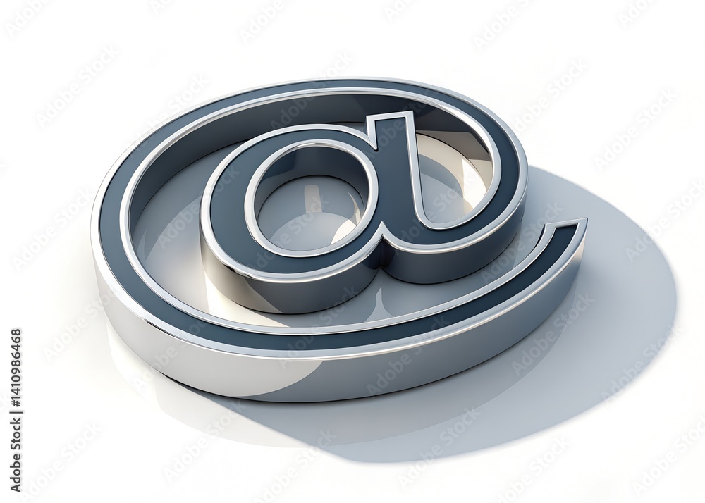 Fototapete at symbol icon in 3d: a sleek, metallic 