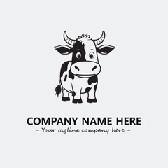Cow illustration black and white for logo company vector image
