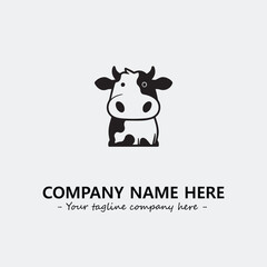 Cow illustration black and white for logo company vector image
