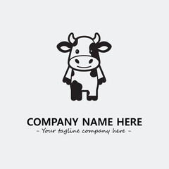 Cow illustration black and white for logo company vector image
