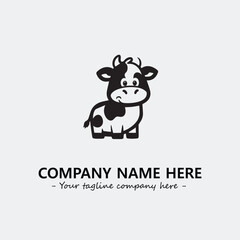 Cow illustration black and white for logo company vector image
