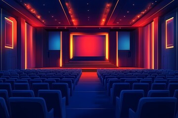 Fototapeta premium Theater Stage with Stunning Lighting and Enhanced Visuals for Artistic Performances and Corporate Conferences