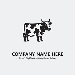 Cow illustration black and white for logo company vector image

