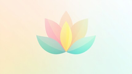 Pastel gradients forming a lotus flower emblem, gentle harmony