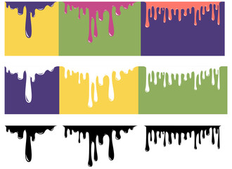 illustration vector art design of Paint dripping, Molten, Chocolate drops, Oil drop, milk, fruit drink, Liquid leak, Ink drops, melt