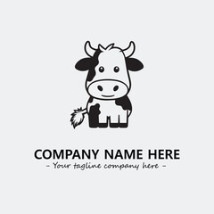 Cow illustration black and white for logo company vector image
