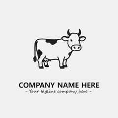 Cow illustration black and white for logo company vector image
