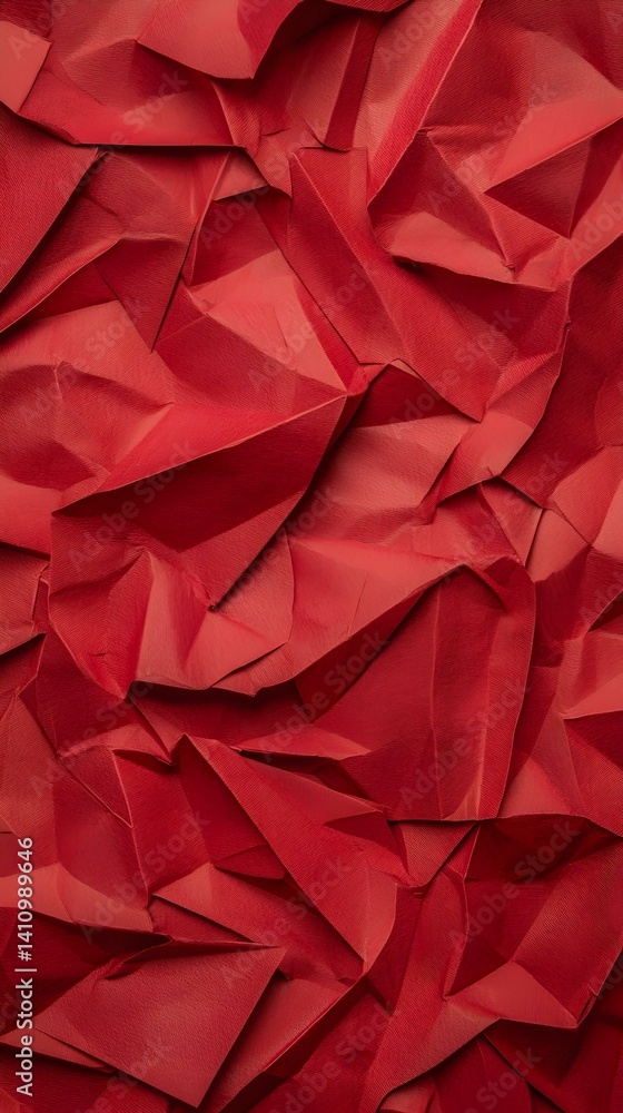 Poster abstract red crumpled paper texture background. perfect for design projects needing a bold, textured
