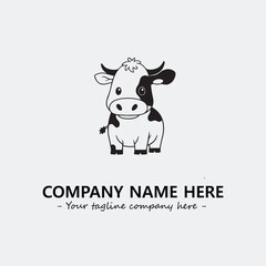 Cow illustration black and white for logo company vector image
